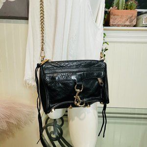 EUC Rebecca Minkoff Mini MAC Black Leather Crossbody Ret. $195